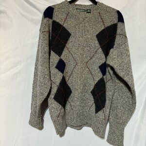 SAVILE ROW made in England Men’s Argyle 100% Wool Shetland Sweater Size L